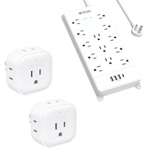 TROND Surge Protector Power Strip & Multi Plug Outlet Extender 2 Pack