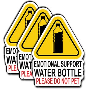 (3Pcs) Emotional Support Water Bottle Please Do Not Pet Sticker Gifts Camping Stickers Funny Decals Waterproof Vinyl for Water Bottle Tumbler Phone Case Laptops Skateboard Adults Kids Boys 3x2.25 Inch