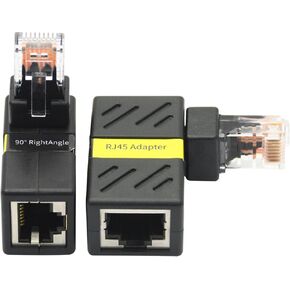 90 Degree Cat 6 Ethernet Extender Adapter, 180 Degrees Rotated RJ45 Male to Female Network 1000Mbps Adapter Connector, for Computers, Laptops, Routers - 2 Pcs