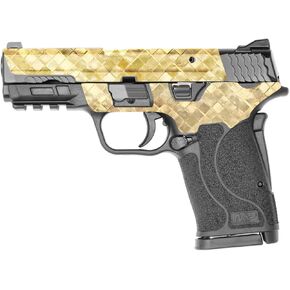 MightySkins Skin Compatible with Smith & Wesson M&P 9mm Shield EZ M2.0 - Gold Tiles | Protective, Durable, and Unique Vinyl Decal wrap Cover | Easy to Apply | Made in The USA