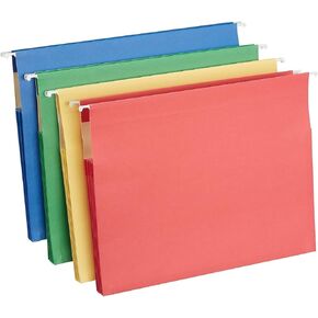 Staples 260828 Hanging File Folders 3-1/2-Inch Expansion LTR Gn 4/Pk