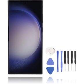 Screen Replacement for Galaxy S23 Ultra 5G Display Touch Digitizer Assembly, 6.8 Inch with Frame & Support Fingerprint for SM S918B EU International Version (Black)