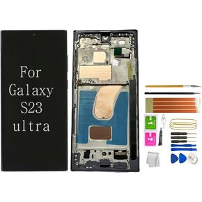 Galaxy S23 Ultra LCD Screen Replacement for Samsung Galaxy S23 Ultra 5G (SM-S918 Series) - LCD Display Touch Digitizer Assembly with Black Frame, Installation Tools Kit, No Built-in Fingerprint Sensor