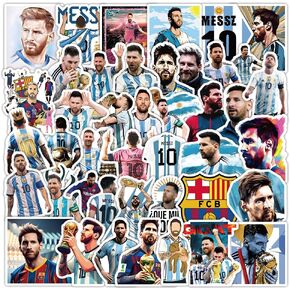 52pcs لاعب كرة القدم Super Star STAR ملصقات Messi ، ملصقات رياضية لزجاجات المياه ، شارات مقاومة للماء للكمبيوتر المحمول ， حالة الكمبيوتر ， CAR