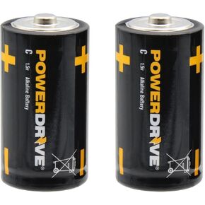 PowerDrive LR14 Alkaline C Battery - 2 per Pack