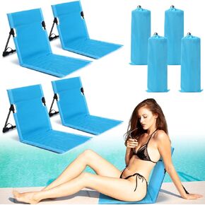 Karenhi 2 Pcs Foldable Pool Chairs Portable Poolside Seat for Edge of Pool Portable Flip Chairs ​for Beach Poolside Camping Picnic Lawn Accessories (Light Beige)
