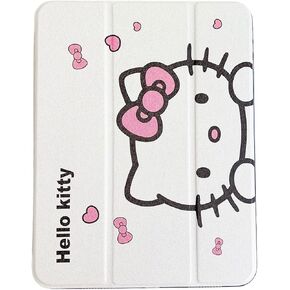 Cute Cartoon Case for iPad 10th Generation 10.9 Inch 2022 with Pencil Holder, Trifold Stand Smart iPad Case with Soft TPU Back Auto Wake/Sleep (White)
