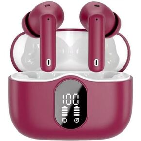 Wireless Earbuds, Bluetooth 5.4 Headphones Bass Stereo, Ear Buds with Noise Cancelling Mic LED Display