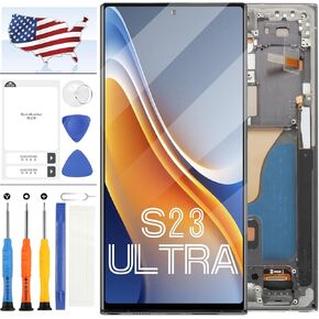 A-MIND Incell Screen Replacement for Samsung Galaxy S23 Ultra/S23 Ultra 5G SM-S918U S918A S918W LCD Display Touch Digitizer Assembly with Frame(US Version,Not Fingerprint) (Lavender)