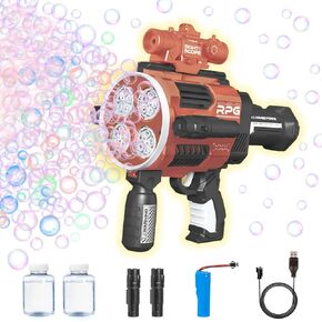 تلقائي إعادة الملء بندقية الفقاعة للأطفال - 20 حفرة LED Blaster مع الأضواء ، ألعاب لصالح الحفلات ، أعياد الميلاد ، حفلات الزفاف واللعب في الهواء الطلق ، الهدايا للأولاد (الأزرق)