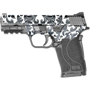 MightySkins Skin Compatible with Smith & Wesson M&P 9mm Shield EZ M2.0 - Black Damask | Protective, Durable, and Unique Vinyl Decal wrap Cover | Easy to Apply | Made in The USA