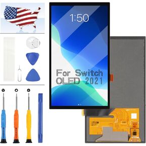 A-MIND OLED Screen for Nintendo Switch OLED 2021 Screen Replacement for Switch OLED 2021 LCD Display Touch Digitizer Assmbly Repair Parts Black 7inch