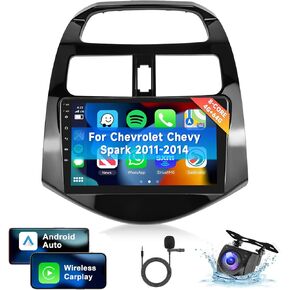 [8 CORE 4G+64G] Car Radio for Chevrolet Chevy Spark 2011-2014 with Wireless Carplay/Android Auto, 9 Inch Android 13 IPS Touch Screen Car Stereo, Bluetooth, GPS Navi, WiFi, SWC, DSP + Backup Camera