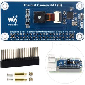 Waveshare Long-Wave IR Thermal Imaging Camera HAT (B), Compatible with Raspberry Pi 5/4B/3B/Zero/Zero W/Zero 2W/Pico/Pico W/Pico WH, 90° FOV IR Camera, 80×62 Pixels, Standard 40PIN GPIO Header