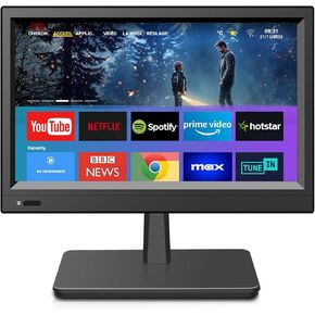 شاشة LED ذات دلوب ثنائي التلفزيون ذكي صغير 12.5 بوصة مع نظام Android مدمج ، مثالي للمطبخ أو RV أو المساحات الصغيرة