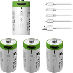 Rechargeable CR2 Batteries 2 Pack,3.7v 300mAh CR2 Lithium Battery, USB Type C Rechargeable Lithium CR2 CR15H270 15270