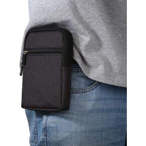 Cell Phone Belt Clip Holster, Cell Phone Waist Pouch Bag, 6.5 Inch Small Vertical Cell Phone Waist Pack Wallet Purse Pockets Outdoor Camping Hiking Belt Clip Holder Pouch with Snap Hook and Belt Loop