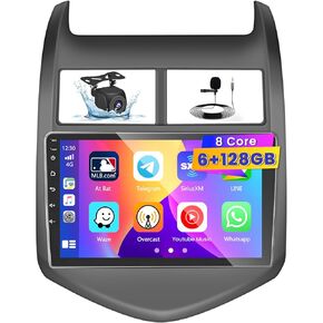 8 Core 6+128G Inefala Android Car Stereo for Chevrolet Chevy Aveo Sonic 2011-2016 with Wireless Carplay Android Auto, 9Inch Touchscreen with GPS WiFi BT5.0 FM/RDS EQ/DSP SWC 59UI Canbus Backup Camera
