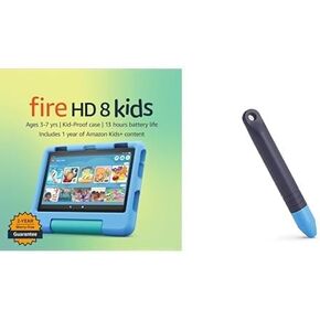 Fire HD 8 Kids Tablet (32GB, Blue) + Kids Stylus