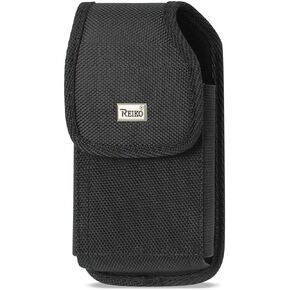 Reiko Wireless Black Vertical Rugged Pouch iPhone 11, 11 Pro, 12, 12 Pro, 13, 13 Pro, 14, 14 Pro w/Buckle Clip Size 5.78"x3.15"x0.71"