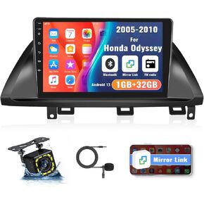 للحصول على هوندا أوديسي 2005-2010 Android 13 Car Steroo ، 10.1 "شاشة تعمل باللمس وحدات GPS GPS مع Bluetooth IOS و Android Mirror Link/WiFi EQ إعدادات FM/RDS SWC USB+كاميرا احتياطية