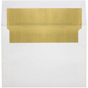 LUXPaper A8 Foil Lined Invitation Envelopes | Peel & Press | 5 1/2" x 8 1/8" | White w/Gold LUX Lining | 60lb. Text | 50 Qty