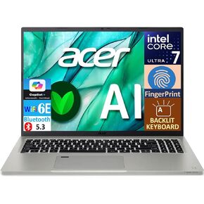 Acer Aspire Vero 16 AI Powered Laptop 16.0" IPS WQXGA Display (Intel Core Ultra 7 155U, 16GB LPDDR5X, 512GB PCIe SSD, Intel Graphics, Backlit KB, Fingerprint, 2 Thunderbolt 4, WiFi 6E, Win 11 Pro)