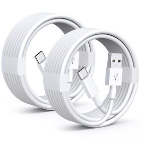 10FT USB to USB C Cable [2Pack], White USB A to USB C Fast Charging for iPhone 16 Cord, for iPad Pro, iPad Air 5th/4th, iPad mini 6th Gen, Fire HD 10 8 and More