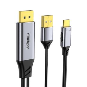 fairikabe DisplayPort to USB C Cable, 4K@60Hz Display Port to USBC 6.6ft, DP 1.2 Male to Type-C Male Converter for USB-C Touchable Portable Monitor, Compatible for MacBook Pro/Air, iMac