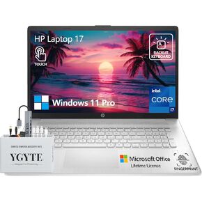 HP 17 Inch Laptop Touchscreen Computer, 17.3 HD+ Touch Screen Business Laptop, Intel 10-Core i7, 64GB RAM 2TB SSD+512GB Docking Set, Windows 11 Pro Lifetime Office, Backlit 10-Key,Fingerprint Reader
