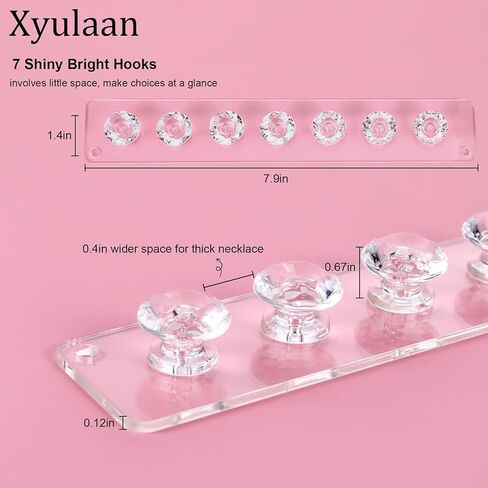 2Pcs Wall Necklace Holder for Women, Hanging Jewelry Organizer Wall Mount Crystal Holder Necklace Wall Hanger, Acrylic Bracelet Holder Organizer Jewelry Rack Adhesive Wall Hooks Necklace Storage in Kuwait