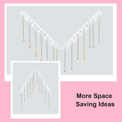 2Pcs Wall Necklace Holder for Women, Hanging Jewelry Organizer Wall Mount Crystal Holder Necklace Wall Hanger, Acrylic Bracelet Holder Organizer Jewelry Rack Adhesive Wall Hooks Necklace Storage in Kuwait