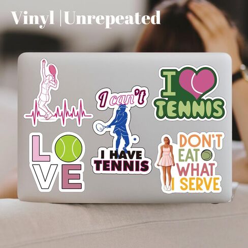 Tennis Girl Stickers Set - Pink Decal, Tennis Ball, Coach Gifts - Sporty Decorations for Water Bottles, Laptops, Phones - Ideal for Tennis Enthusiasts! in Saudi Arabia