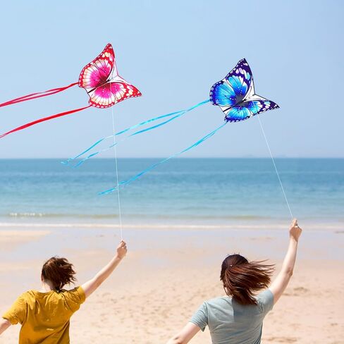 Mint's Colorful Life 55'' Purple Butterfly Kite with 7.1in Kite Reel Winder, Easy Flying Kite & Kite String Spool for Kids & Adults, Best Beach Kite Set for Beginners in Kuwait