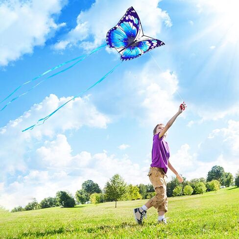 Mint's Colorful Life 55'' Purple Butterfly Kite with 7.1in Kite Reel Winder, Easy Flying Kite & Kite String Spool for Kids & Adults, Best Beach Kite Set for Beginners in Kuwait