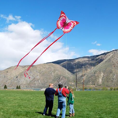 Mint's Colorful Life 55'' Purple Butterfly Kite with 7.1in Kite Reel Winder, Easy Flying Kite & Kite String Spool for Kids & Adults, Best Beach Kite Set for Beginners in Kuwait