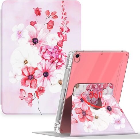 Feams Case for iPad (A16) 11th Generation 11 Inch 2025, iPad 10th Generation 10.9 Inch 2022, Rotating Case Clear Back Cover with Pencil Holder & Auto Sleep, Pink Marble in Kuwait