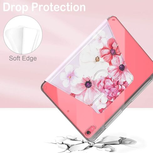 Feams Case for iPad (A16) 11th Generation 11 Inch 2025, iPad 10th Generation 10.9 Inch 2022, Rotating Case Clear Back Cover with Pencil Holder & Auto Sleep, Pink Marble in Kuwait