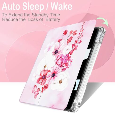 Feams Case for iPad (A16) 11th Generation 11 Inch 2025, iPad 10th Generation 10.9 Inch 2022, Rotating Case Clear Back Cover with Pencil Holder & Auto Sleep, Pink Marble in Kuwait