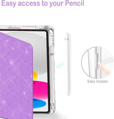 Feams Case for iPad (A16) 11th Generation 11 Inch 2025, iPad 10th Generation 10.9 Inch 2022, Rotating Case Clear Back Cover with Pencil Holder & Auto Sleep, Pink Marble in Kuwait
