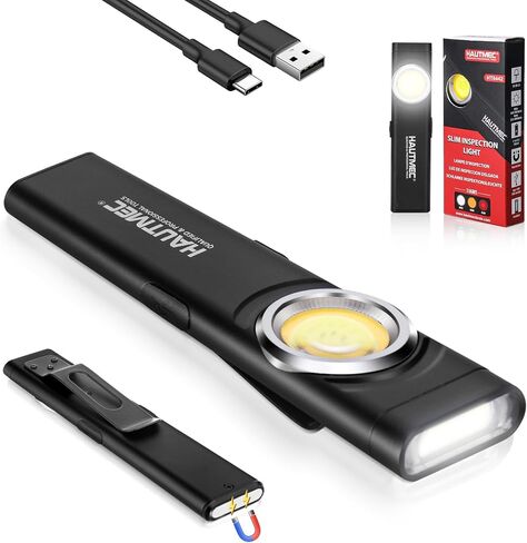 HAUTMEC 12-in-1 Pocket Flashlight with Clip, Slim Flat Flashlight Rechargeable Work Light with USB-C Fast Charging, Dual Light, Magnetic Base, 500LM Aluminum LED Torch IP64 Waterproof & Drop-Resistant in Saudi Arabia