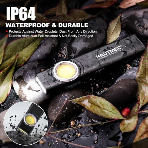HAUTMEC 12-in-1 Pocket Flashlight with Clip, Slim Flat Flashlight Rechargeable Work Light with USB-C Fast Charging, Dual Light, Magnetic Base, 500LM Aluminum LED Torch IP64 Waterproof & Drop-Resistant in Saudi Arabia
