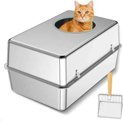 Stainless Steel Cat Litter Box, Odour Proof Litter Pan, Non-Stick, Easy to Clean, Rust Resistant, Non-Slip Rubber Feet in Saudi Arabia
