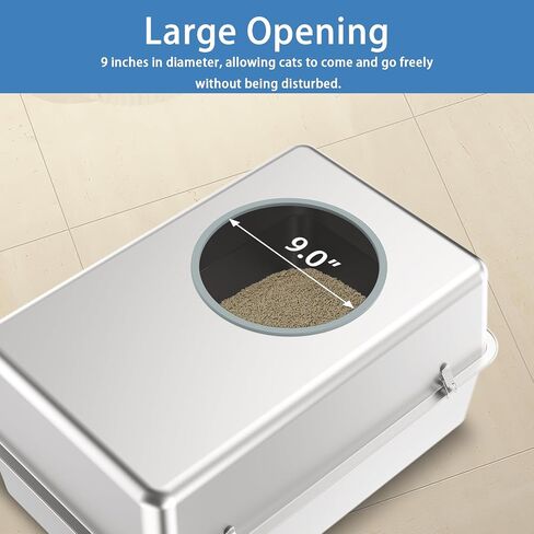 Stainless Steel Cat Litter Box, Odour Proof Litter Pan, Non-Stick, Easy to Clean, Rust Resistant, Non-Slip Rubber Feet in Saudi Arabia