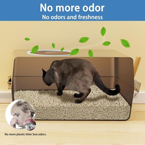 Stainless Steel Cat Litter Box, Odour Proof Litter Pan, Non-Stick, Easy to Clean, Rust Resistant, Non-Slip Rubber Feet in Saudi Arabia