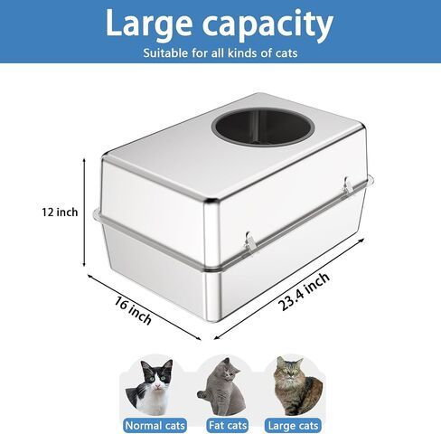 Stainless Steel Cat Litter Box, Odour Proof Litter Pan, Non-Stick, Easy to Clean, Rust Resistant, Non-Slip Rubber Feet in Saudi Arabia