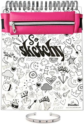 Life is a Doodle Sketch Pad Art Set - Premium 9x12 Sketchpad/Art Journal, Pouch for Art Supplies, & Cute Cuff - Sketch Book for Kids, Teens, Adults in Kuwait