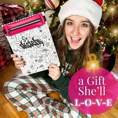 Life is a Doodle Sketch Pad Art Set - Premium 9x12 Sketchpad/Art Journal, Pouch for Art Supplies, & Cute Cuff - Sketch Book for Kids, Teens, Adults in Kuwait