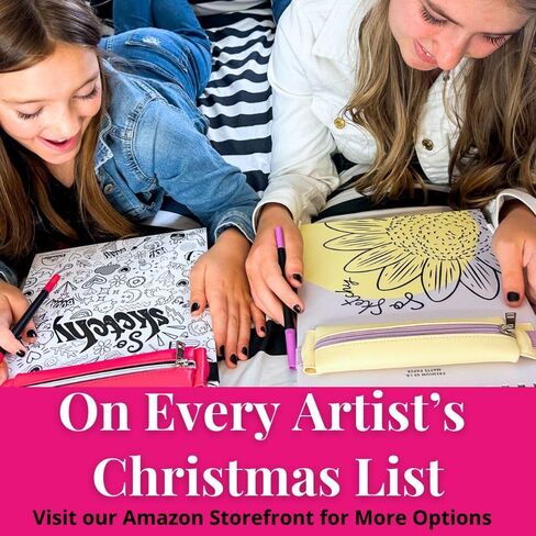 Life is a Doodle Sketch Pad Art Set - Premium 9x12 Sketchpad/Art Journal, Pouch for Art Supplies, & Cute Cuff - Sketch Book for Kids, Teens, Adults in Kuwait