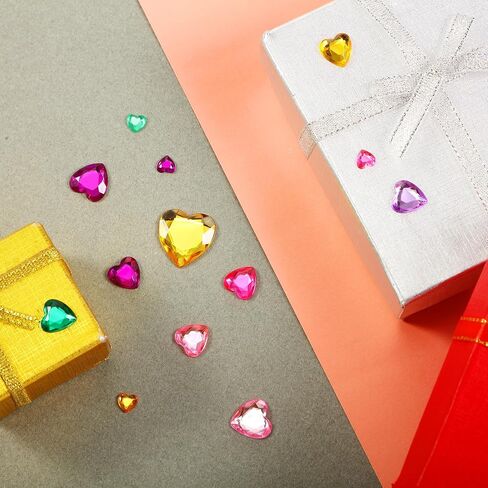 1032 Pieces Acrylic Heart Rhinestone Heart Crystal Gems Rhinestone Flat Back Heart Rhinestones 18 mm/ 12 mm/ 10 mm/ 6 mm for Valentine's Day Wedding Decoration DIY Crafts Jewelry Making, 4 Colors in Saudi Arabia